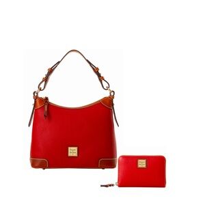 Dooney and Bourke Red Pebbled Leather Bag and Wallet